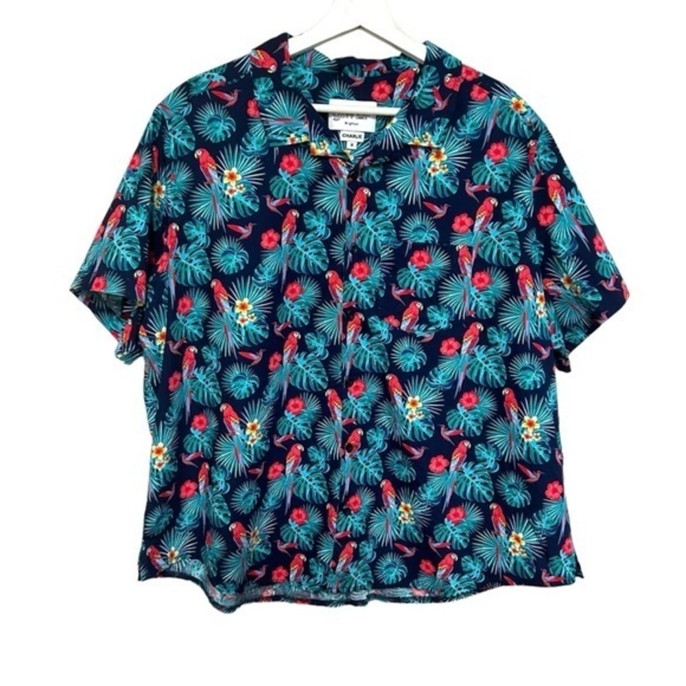GFW‎ gender fluid Charlie 8 button down shirt 2X tropical short sleeve cotton